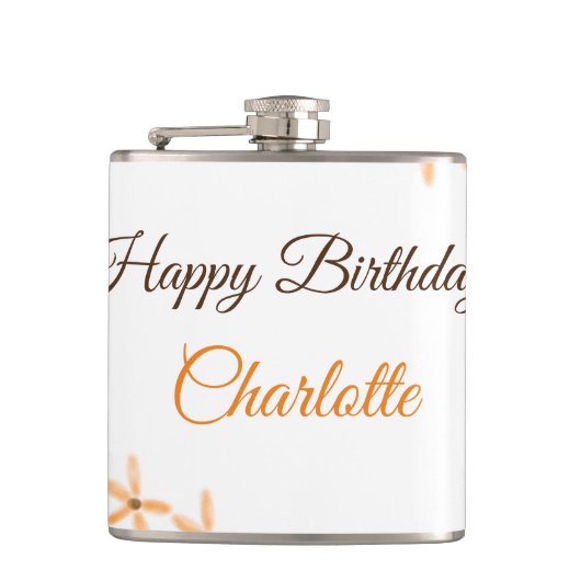 Flasques Fleur orange brune heureux anniversaire ajouter no (Devant)