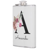 Flasques Fleur rose initiale A monogrammée (Gauche)