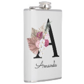 Flasques Fleur rose initiale A monogrammée (Droite)