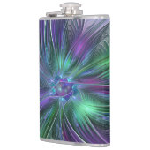 Flasques Fleur verte abstraite moderne d'art fractal violet (Gauche)
