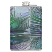 Flasques Fleur verte abstraite moderne d'art fractal violet (Dos)