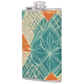 Flasques Fleurs abstraites sarcelle, orange et chamois (Gauche)
