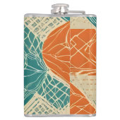 Flasques Fleurs abstraites sarcelle, orange et chamois (Dos)