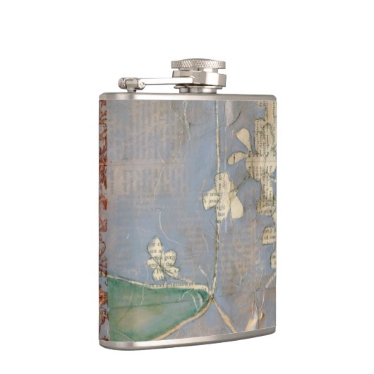 Flasques Fleurs blanches sur Arrière - plan de papier journ (Droite)