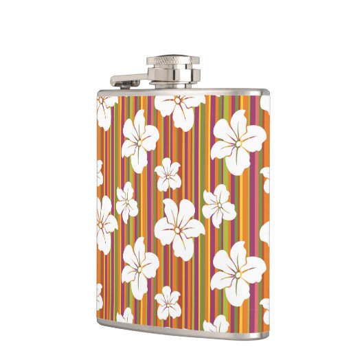 Flasques Fleurs blanches sur un arrière - plan rayé (Gauche)