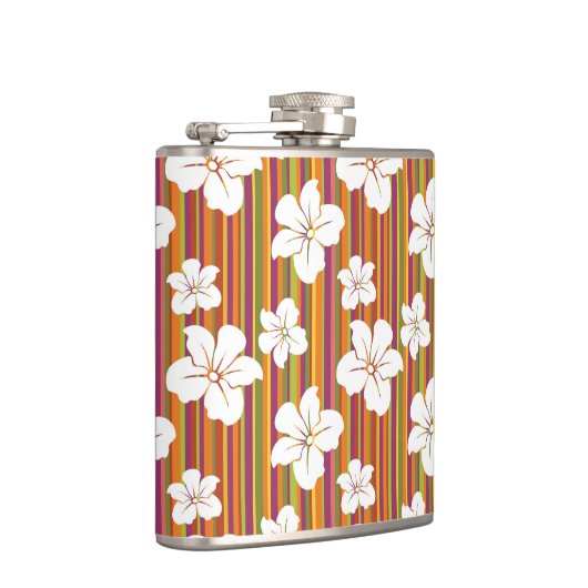 Flasques Fleurs blanches sur un arrière - plan rayé (Droite)