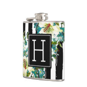 Flasques Fleurs bleues et blanches élégantes avec Monogramm (Gauche)