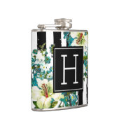 Flasques Fleurs bleues et blanches élégantes avec Monogramm (Droite)