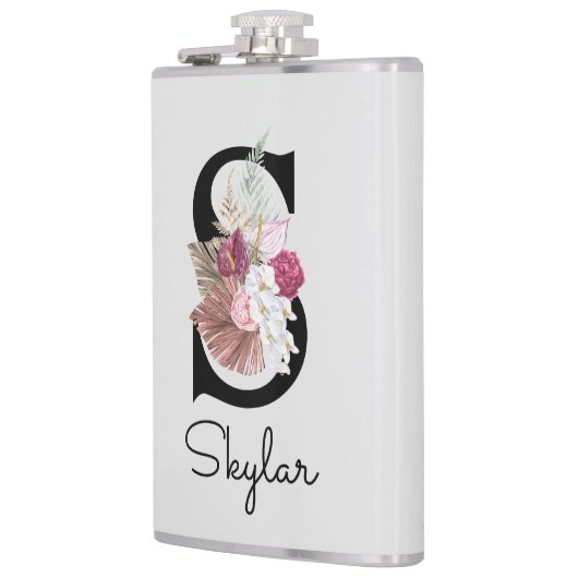 Flasques Fleurs Boho Rose Monogramme Initiale S (Gauche)