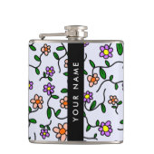 Flasques Fleurs Colorées, Fond Bleu, Noir (Devant)