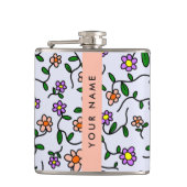 Flasques Fleurs Colorées, Fond Bleu, Orange (Devant)