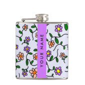 Flasques Fleurs Colorées, Fond Bleu, Violet (Devant)