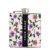 Flasques Fleurs Colorées, Fond Rose, Noir (Devant)