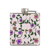 Flasques Fleurs Colorées, Fond Rose, Noir (Dos)