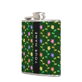 Flasques Fleurs Colorées, Fond Vert, Noir (Gauche)