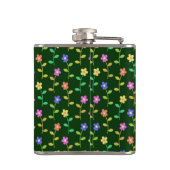 Flasques Fleurs Colorées, Fond Vert, Noir (Dos)