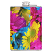 Flasques Fleurs colorées, marguerites - Rose Jaune Bleu (Dos)