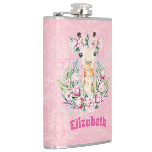 Flasques Fleurs de girafe Boho Nommées Filles, Cadeaux Ados (Droite)