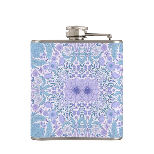 Flasques Fleurs de jardin rétro en bleu et violet (Dos)