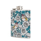 Flasques Fleurs de roses blanches et oiseaux d'or (Gauche)