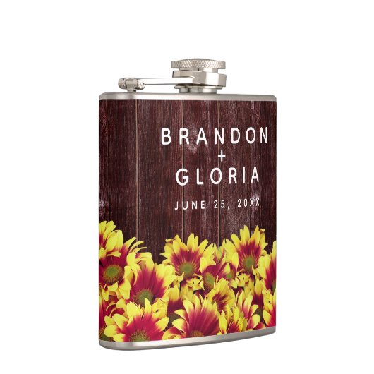 Flasques Fleurs de soleil d'automne rustiques sur Mariage d (Droite)