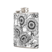 Flasques Fleurs de soleil et ailerons en noir et blanc (Gauche)