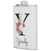 Flasques Fleurs de style boho rose avec initiale Y brodée (Gauche)