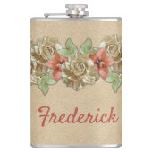 Flasques Fleurs en cuir sur daim crème (Devant)