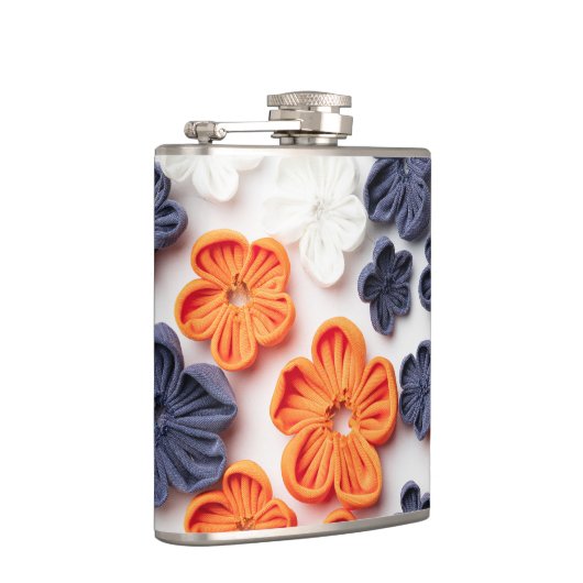 Flasques Fleurs en tissu cousu à la main printemps orange b (Droite)