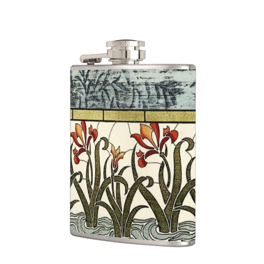 Flasques Fleurs en verre tendu avec bordure en tan (Gauche)
