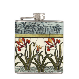 Flasques Fleurs en verre tendu avec bordure en tan