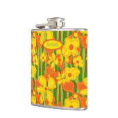 Flasques Fleurs jaunes oranges rétro des années 1970 (Gauche)