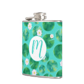 Flasques Fleurs Lys d'Eau Blanche & Motif Lily Pad (Gauche)