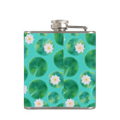 Flasques Fleurs Lys d'Eau Blanche & Motif Lily Pad (Dos)
