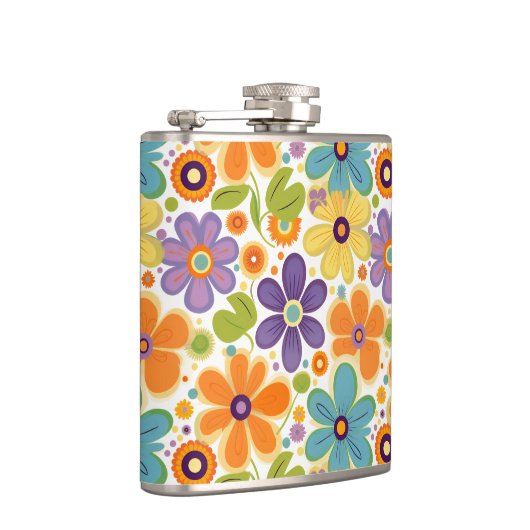 Flasques Fleurs rétro Lilac orange et vert (Droite)