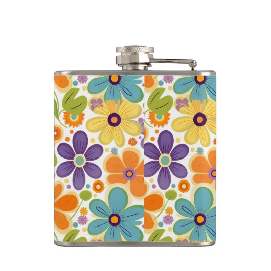 Flasques Fleurs rétro Lilac orange et vert (Dos)