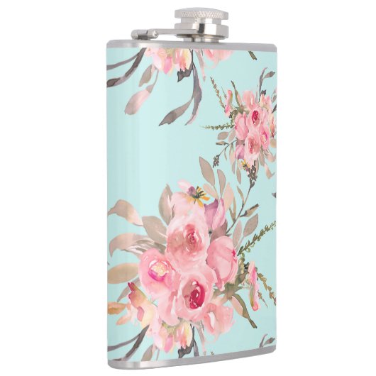 Flasques Fleurs rose pâle sur bleu clair (Droite)