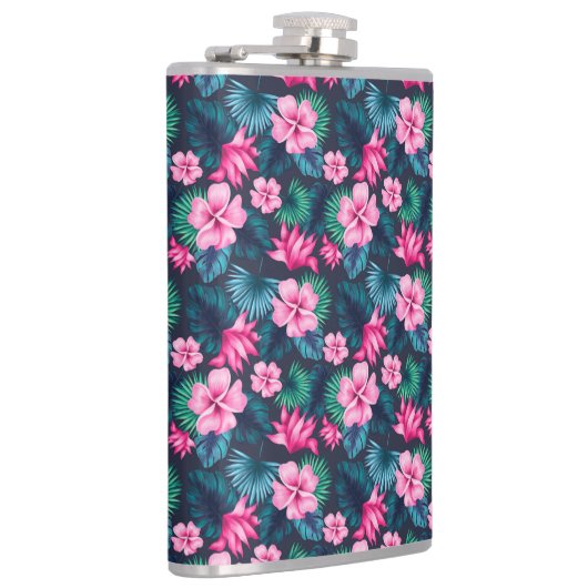 Flasques Fleurs roses avec Feuilles verts Partern-79066 (Droite)