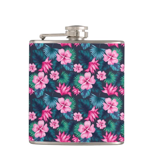 Flasques Fleurs roses avec Feuilles verts Partern-79066 (Devant)