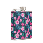 Flasques Fleurs roses avec Feuilles verts Partern-79066 (Droite)