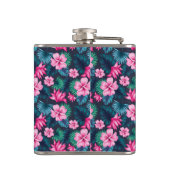 Flasques Fleurs roses avec Feuilles verts Partern-79066 (Dos)