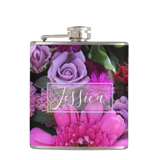 Flasques Fleurs roses et violettes personnalisées (Devant)