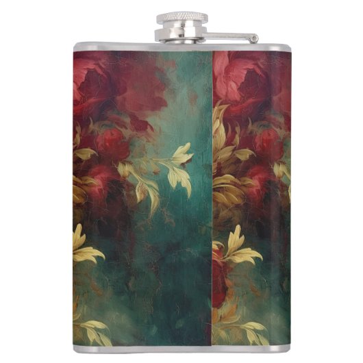 Flasques Fleurs rouges blanches vertes (Dos)