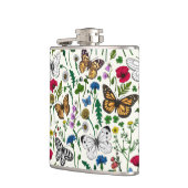 Flasques Fleurs sauvages et papillons sur blanc (Gauche)