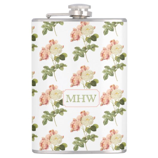 Flasques Fleurs vintages flacons monogrammes personnalisés  (Devant)