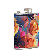 Flasques Floral Abstract Art Orange Red Blue Flowers (Droite)