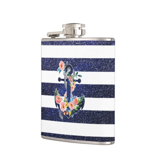 Flasques Floral anchor on striped background (Gauche)