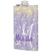 Flasques Floral d'or Monogram sur Lavender (Gauche)