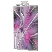 Flasques Floral Fractal moderne Fleur Abstraite rose gris (Gauche)