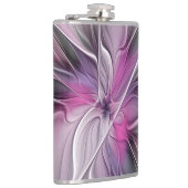 Flasques Floral Fractal moderne Fleur Abstraite rose gris (Droite)